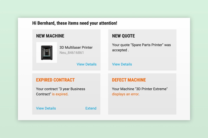 backend view of Intershop customer portal with self-service-options